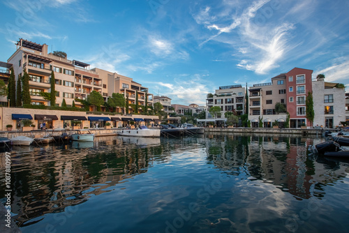 Obraz na płótnie Town of Tivat scenic destination yachting harbor view, Montenegro coastline w salonie