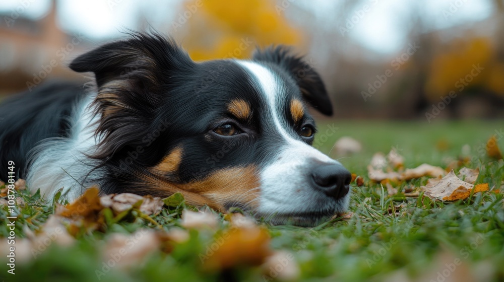 Fototapeta premium A furry friend relaxing outdoors
