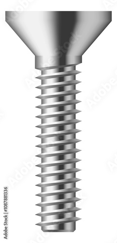 Socket screw realistic mockup. Steel bolt side view