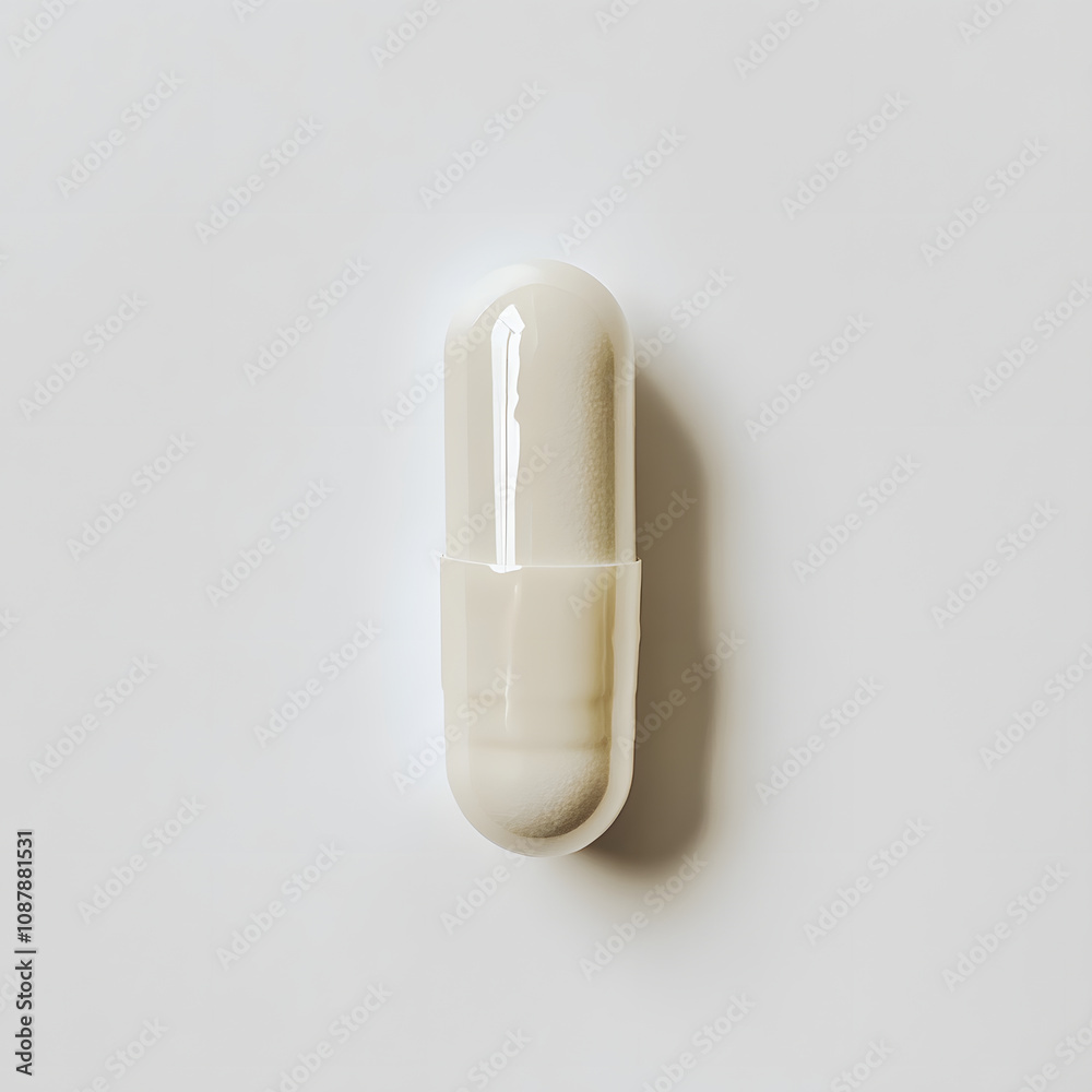 one capsule on white background AI generative one capsule on white background AI generative