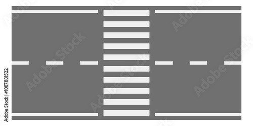Crosswalk road top view. Street plan element