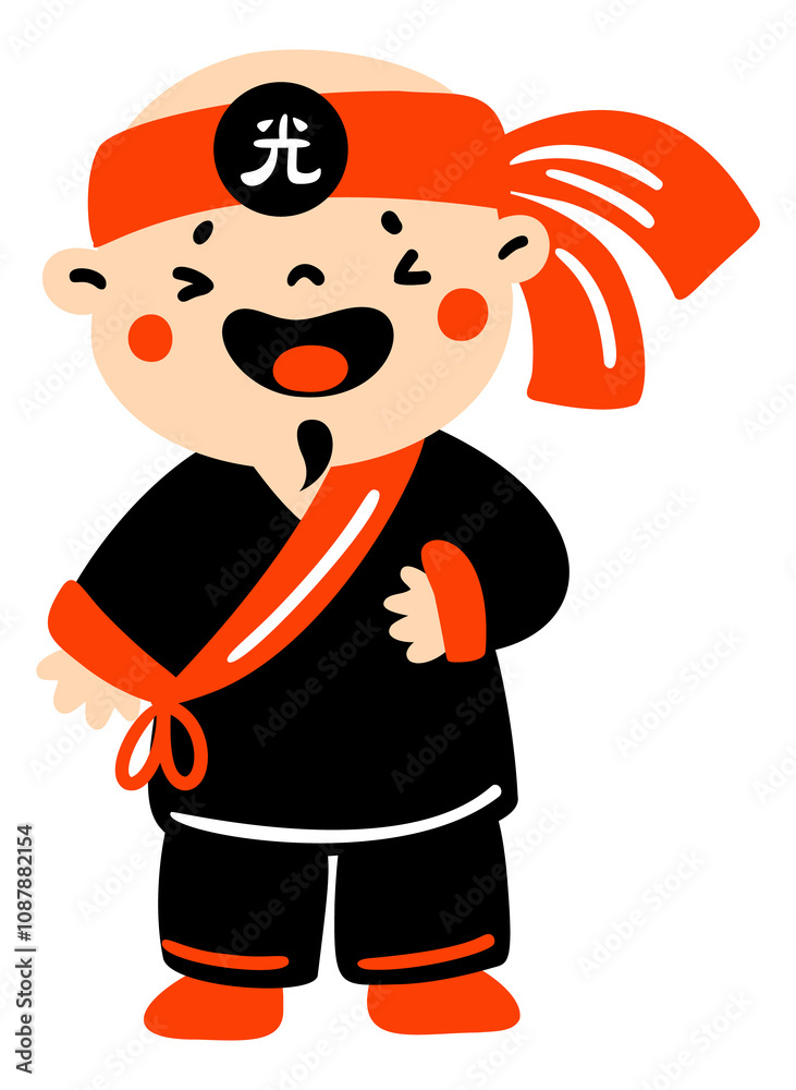 Cute japanese samurai kid. Traditional asian costume Cute japanese samurai kid. Traditional asian costume