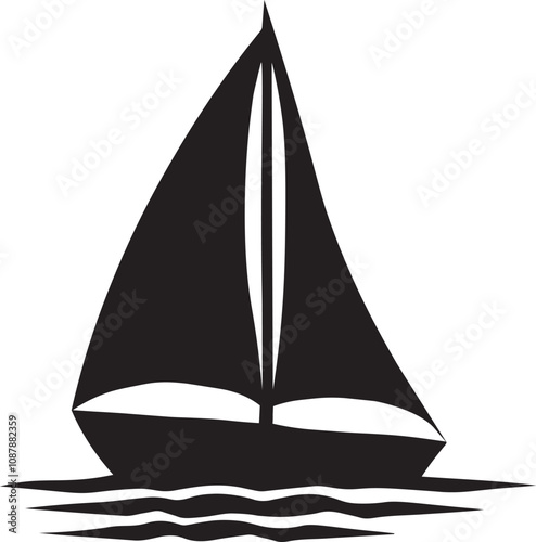  Sailboat icon design silhouette vector art illustration on a white background