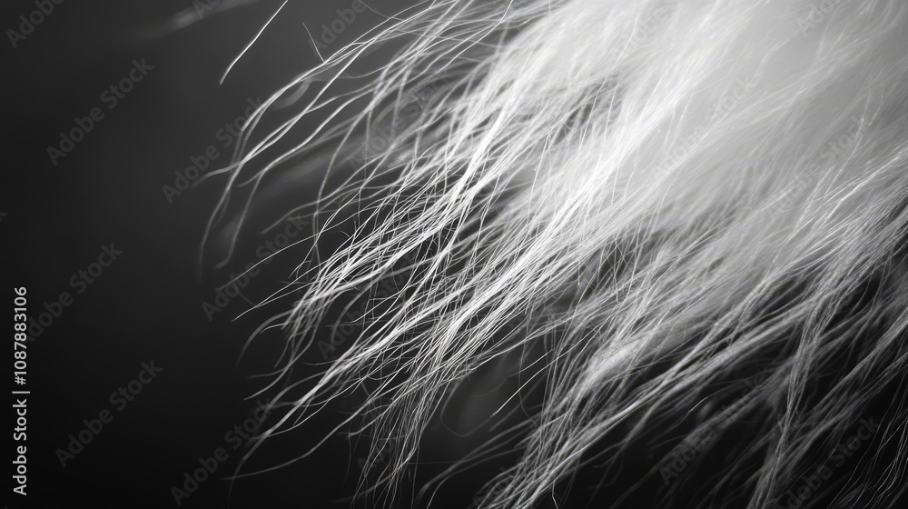 Fototapeta premium Abstract close-up of white fur, showcasing the delicate texture and soft flow of the fibers.