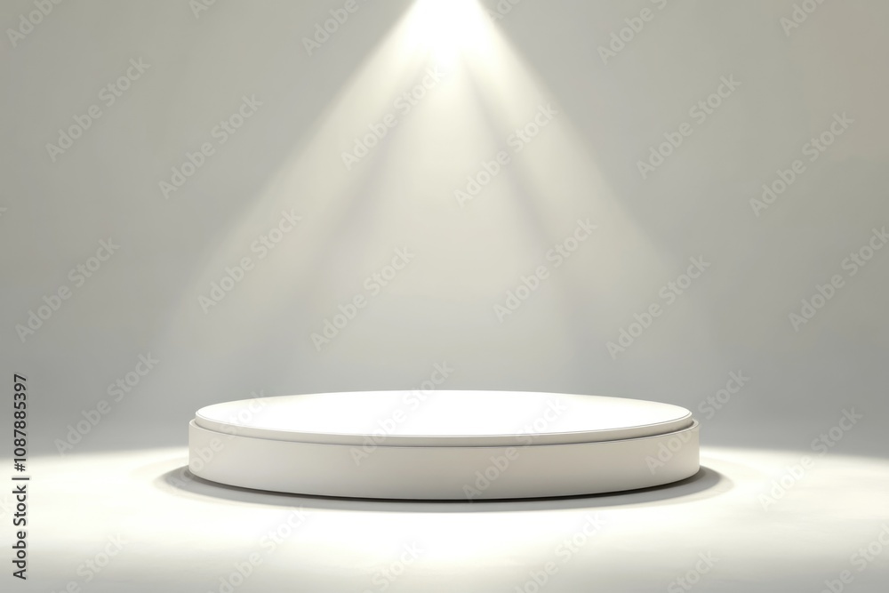 A white pedestal with a glowing light emanating from it A white pedestal with a glowing light emanating from it