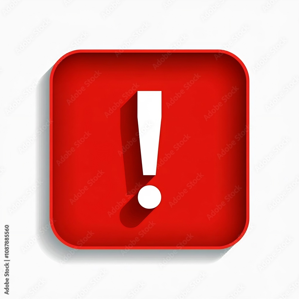 Danger exclamation mark icon in red frame on white background, illustration Danger exclamation mark icon in red frame on white background, illustration
