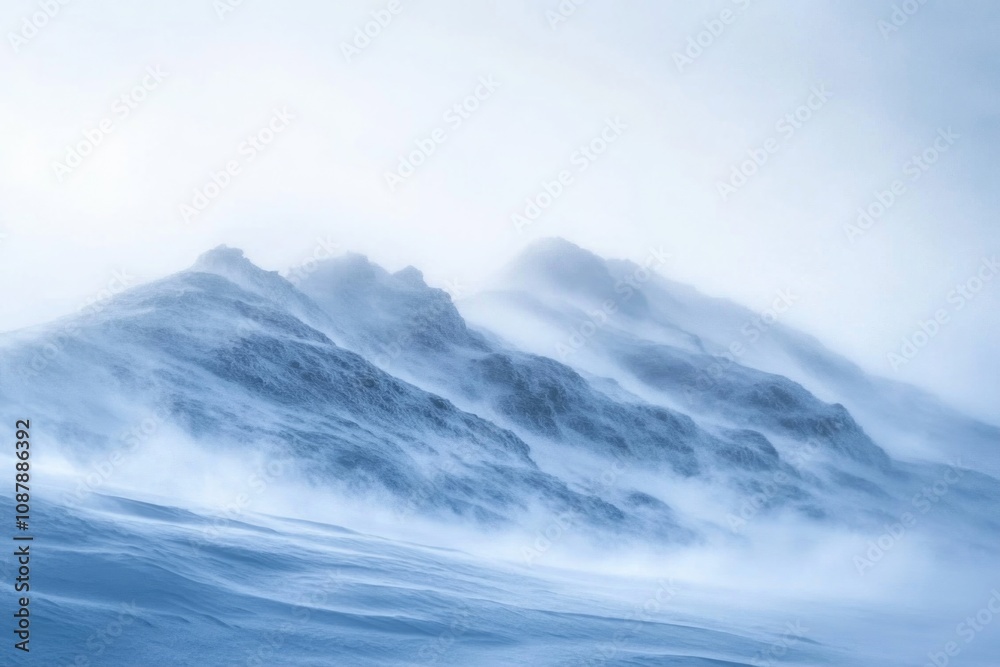 A snowy mountain landscape with a clear blue sky A snowy mountain landscape with a clear blue sky