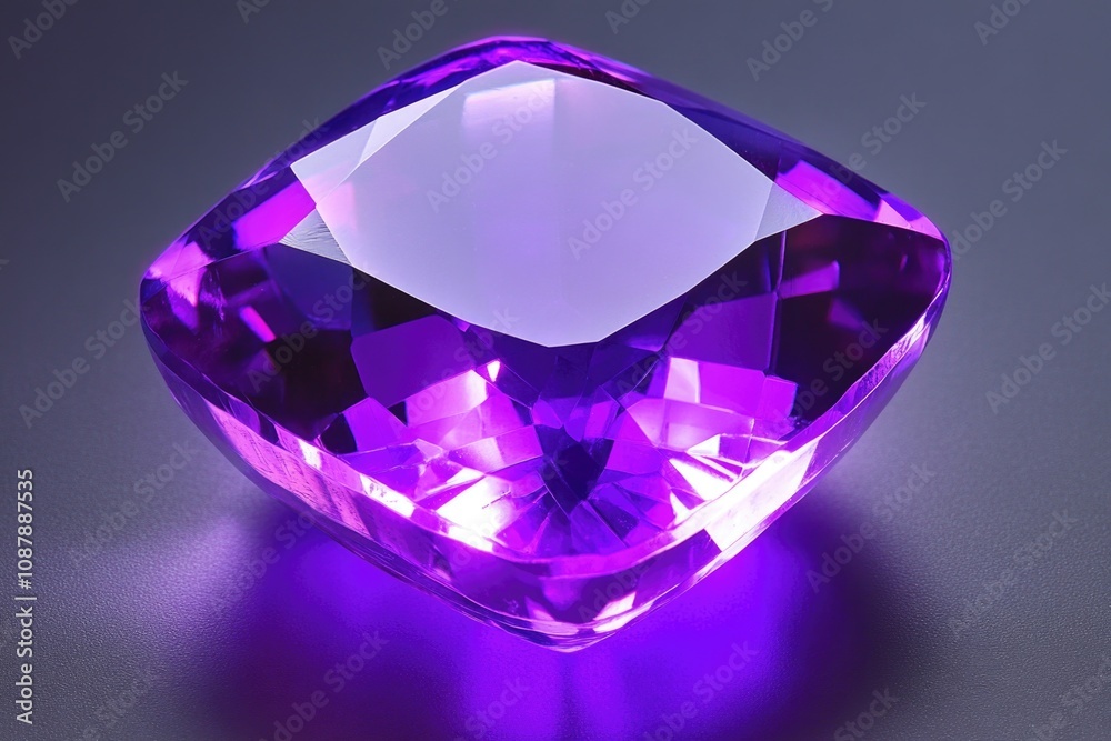 A close-up shot of a purple diamond on a table, perfect for jewelry or luxury product advertising A close-up shot of a purple diamond on a table, perfect for jewelry or luxury product advertising