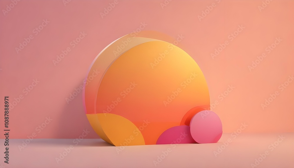 Fototapeta premium Atardecer Minimalista Una mezcla de tonos cálidos como naranja, amarillo y rosa difuminados en un degradado suave