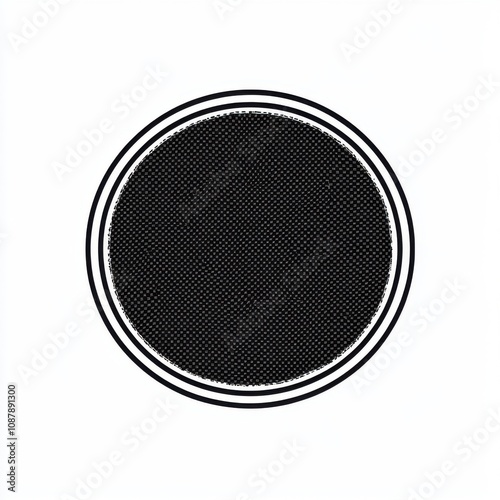 Circular black textured graphic design with white borders, minimalistic and modern aesthetic.