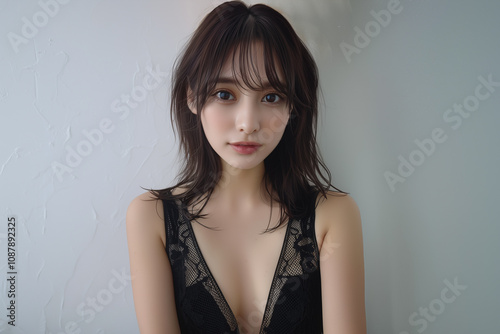 黒いドレスが魅力的な女性