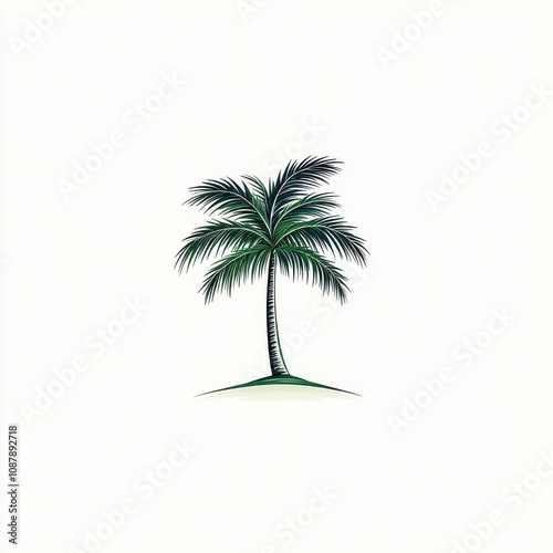 Wallpaper Mural A stylized illustration of a palm tree, showcasing lush green fronds against a minimalist background. Torontodigital.ca