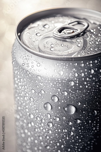 A clear glass bottle filled with soda and condensation forming water droplets