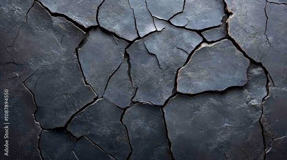Obraz premium Cracked dark stone surface texture.