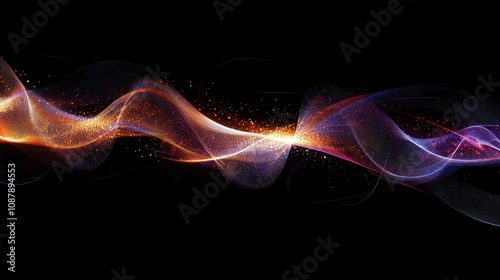 Abstract Glowing Wave Energy Flow, Digital Art