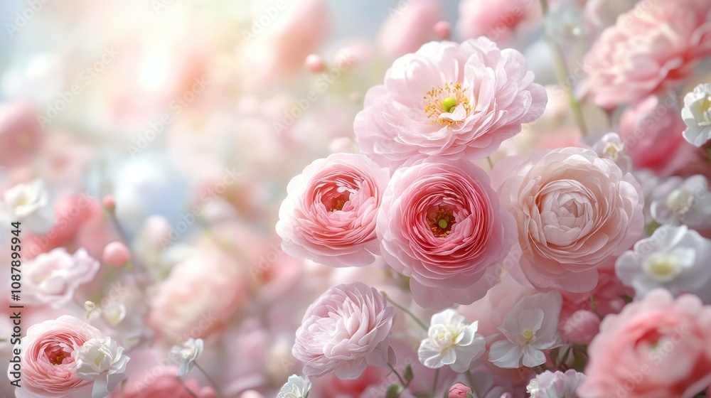 Delicate pink flowers in a soft, dreamy setting. Delicate pink flowers in a soft, dreamy setting.