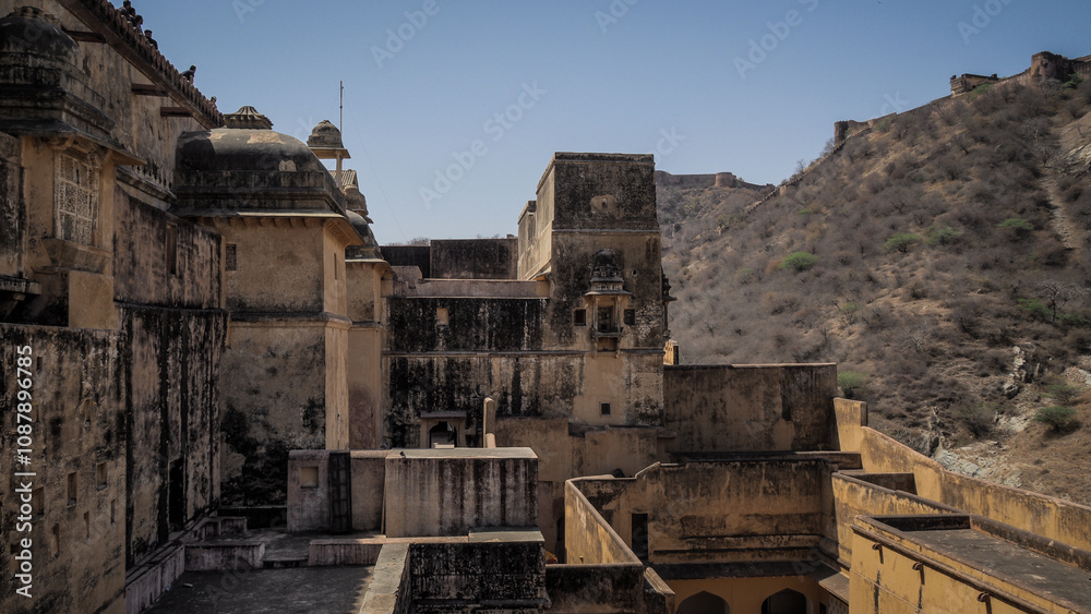 The architecture of Amber Palace near Jaipur in India The architecture of Amber Palace near Jaipur in India