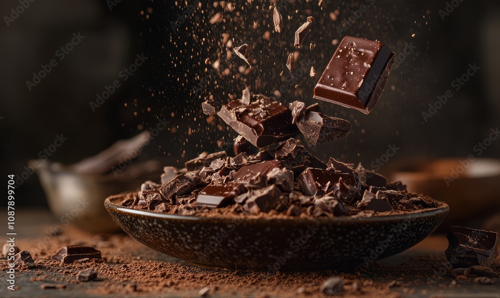 Decadent Chocolate Dripping and Splashing Moody Lighting Luxurious Commercial Product Shot