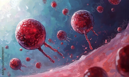 Depiction of stem cells in bone marrow being replaced to treat leukemia, Leukemia, medical illustration