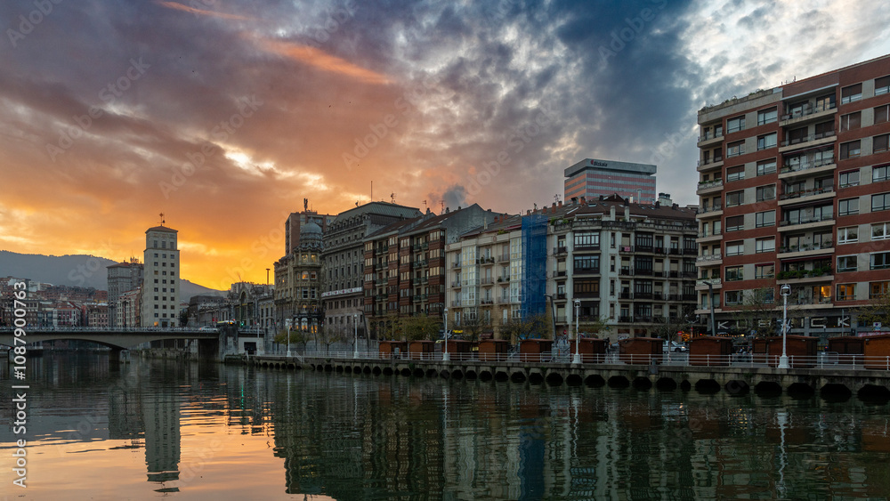 Fototapeta premium sunset over the river