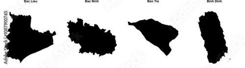 Bac Lieu, Bac Ninh, Ben Tre, Binh Dinh outline maps photo