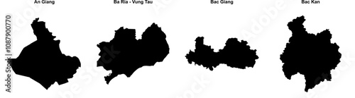An Giang, Ba Ria - Vung Tau, Bac Giang, Bac Kan outline maps