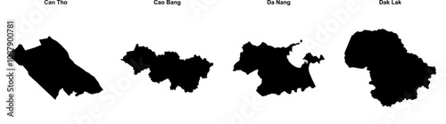 Can Tho, Cao Bang, Da Nang, Dak Lak outline maps
