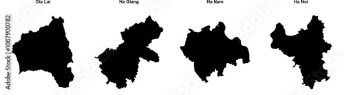 Gia Lai, Ha Giang, Ha Nam, Ha Noi outline maps photo