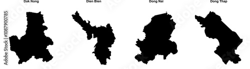 Dak Nong, Dien Bien, Dong Nai, Dong Thap outline maps