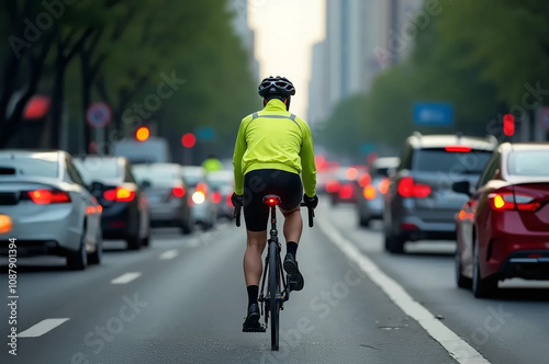 Urban Cyclist in Traffic