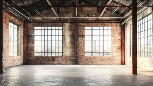 Spacious Industrial Interior with Large Windows