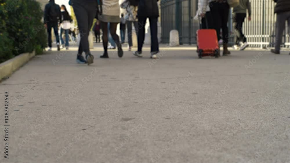 Person walking in Montpellier, France. High quality 4k footage