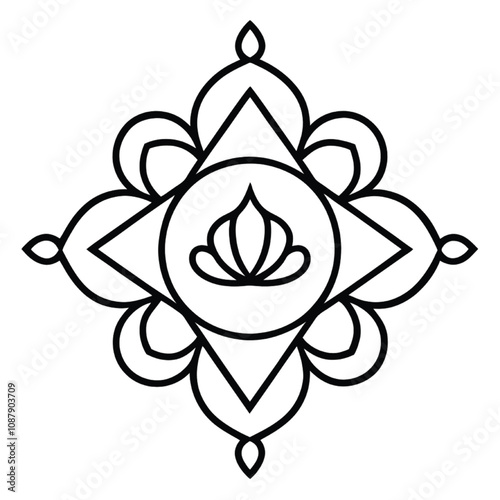 Floral mandala line art
