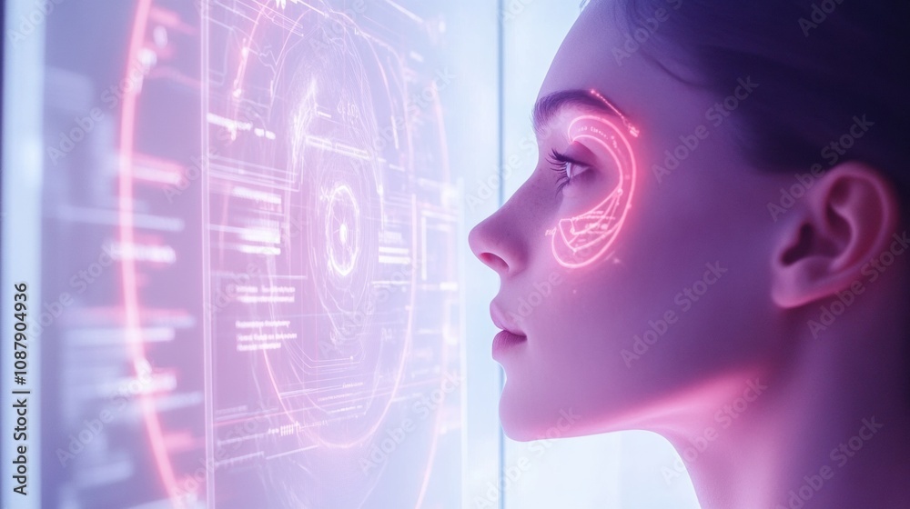 A user interacts with an innovative mirror that assesses hair health and provides tailored advice based on AI analysis. Generative AI A user interacts with an innovative mirror that assesses hair health and provides tailored advice based on AI analysis. Generative AI