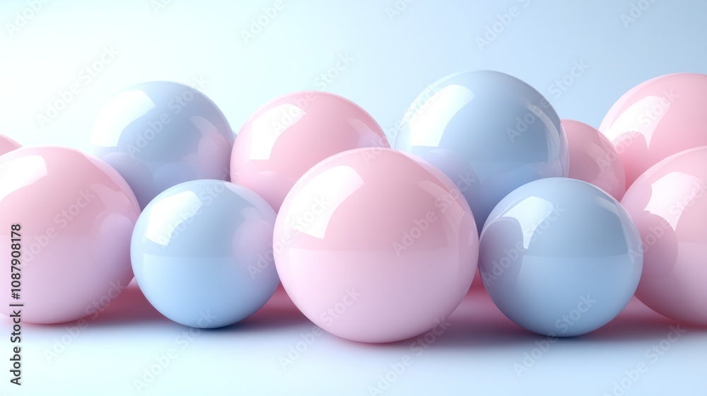 Glossy pink and blue spheres on a soft background. Glossy pink and blue spheres on a soft background.