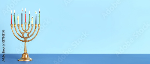 Menorah on color background...