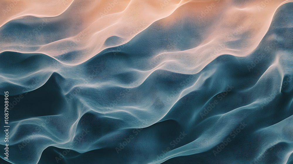 Obraz premium Guided imagery concept for mindful meditation, featuring a serene pattern of calm waves, symbolizing relaxation and tranquility in a stylized illustration