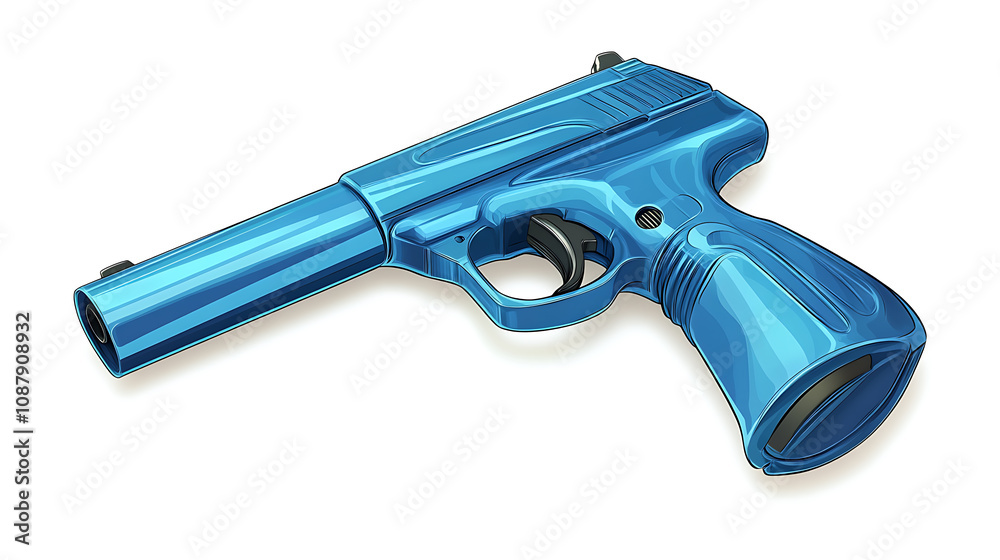 Illustration of a blue gasoline pistol pump gun fuel nozzle Illustration of a blue gasoline pistol pump gun fuel nozzle