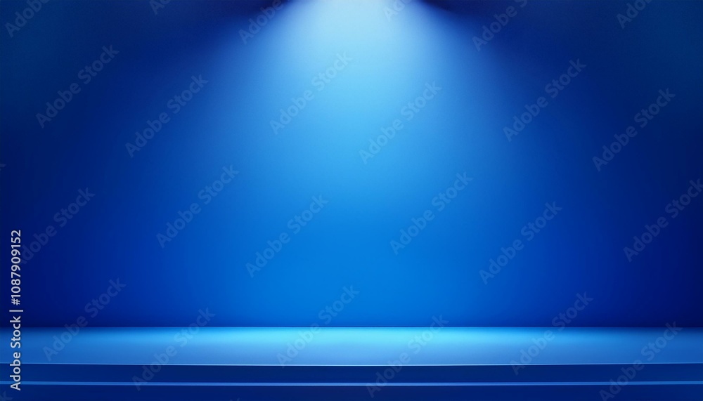 Modern and minimalist blue gradient background with spotlight for effective studio or exhibition setups. 3D Rendering Modern and minimalist blue gradient background with spotlight for effective studio or exhibition setups. 3D Rendering