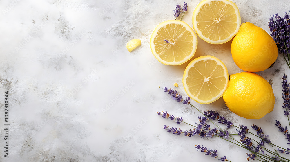 Lemon and lavender lemonade, copy space Lemon and lavender lemonade, copy space