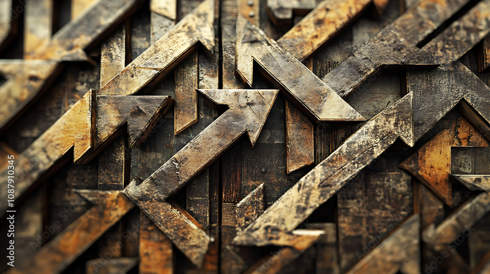 Intricate arrows pointing in various directions symbolizing complex decisionmaking process digital art Intricate arrows pointing in various directions symbolizing complex decisionmaking process digital art