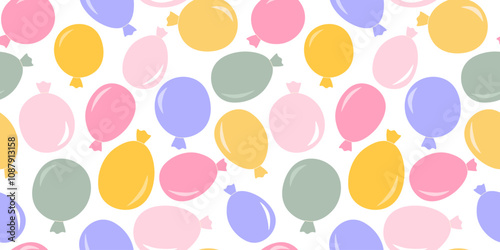 Seamless pattern with colorful balloons. Festive print. Vector graphics.