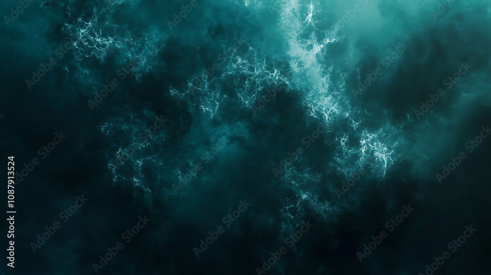 Fototapeta premium Dark teal and black gradient background with grainy noise texture grungy abstract design