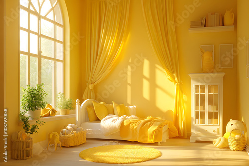 Radiant Ray Flower Color in Cozy Yellow Bedroom: Embracing Optimism and Wholesomeness