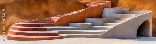Abstract labyrinth of staircases, complex journey, challenges of finding direction in life photo