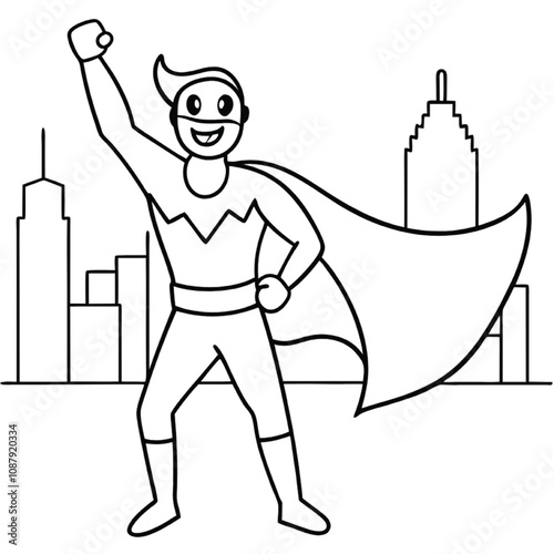 kids super hero line art