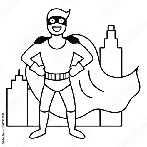 kids super hero line art