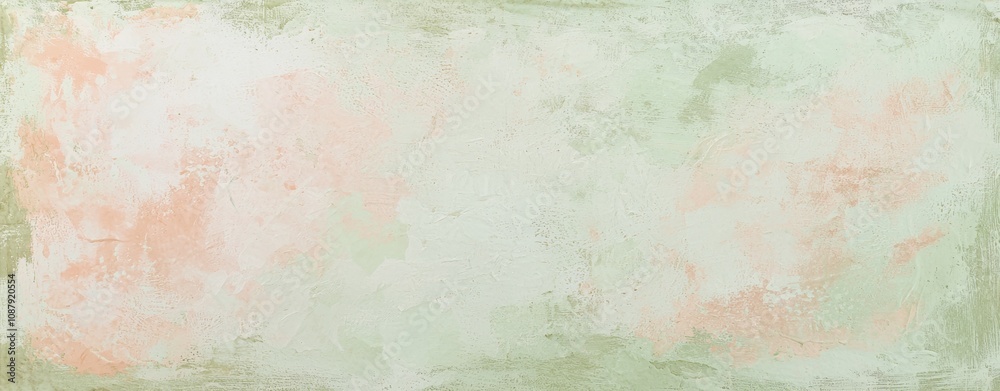 Fototapeta premium Soft pastel green and pink hues blend seamlessly on a textured background, creating a dreamy and ethereal atmosphere perfect for design projects