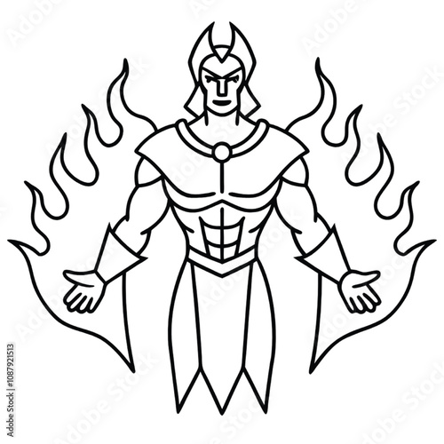 Wallpaper Mural The elemental guardian line art Torontodigital.ca