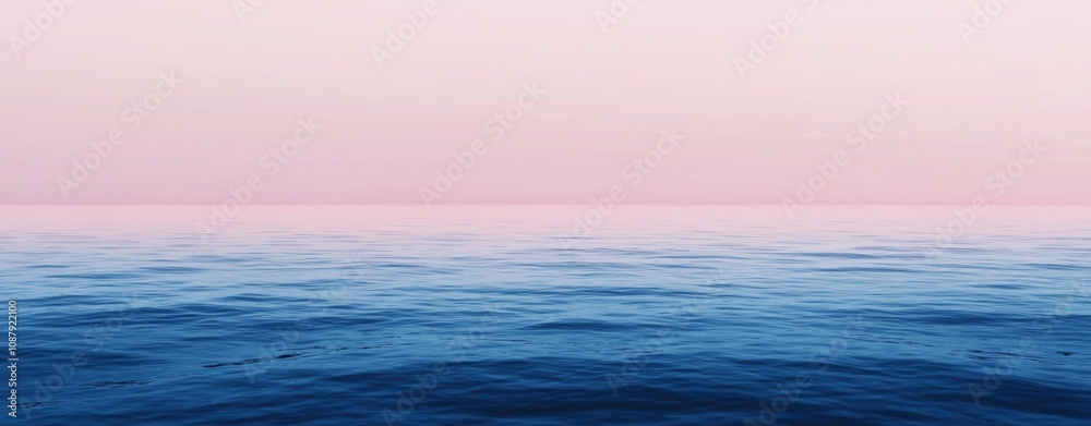Obraz premium Calm blue ocean reflecting pink sunset, serene and peaceful, perfect for backgrounds, evoking tranquility and inspiration